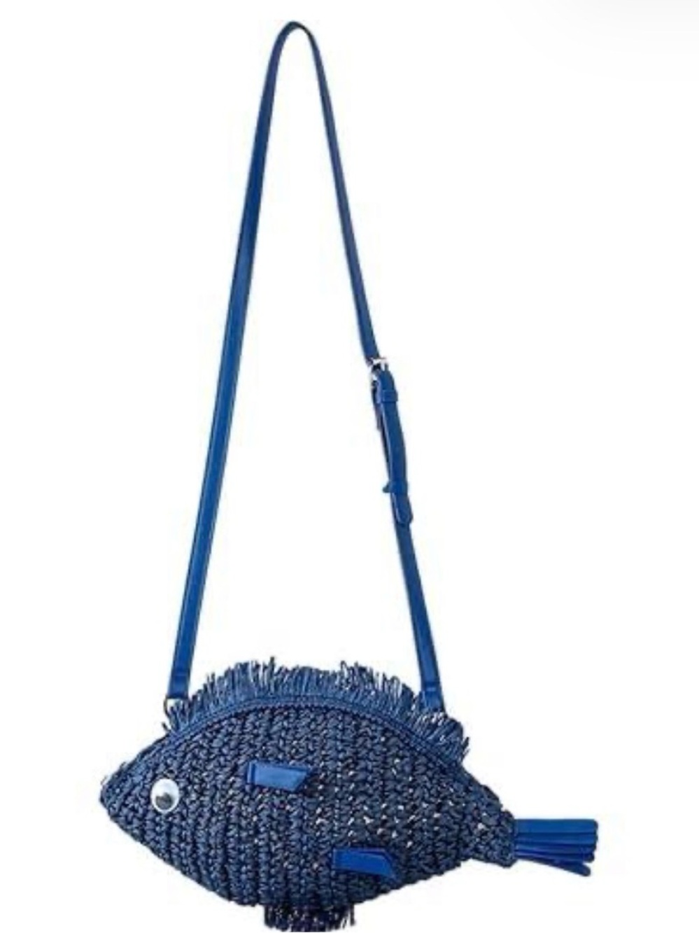 Blue straw fish bag like new condition